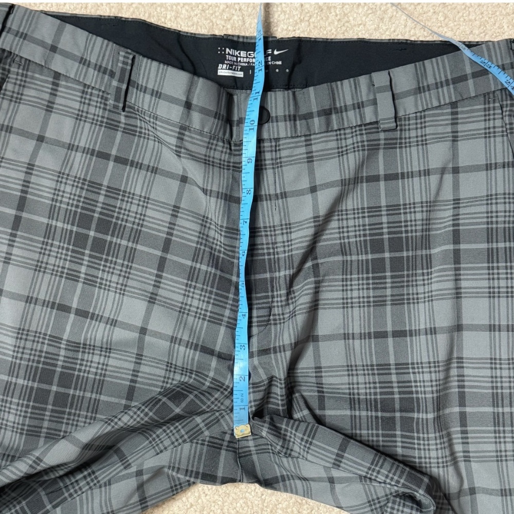 Mens Nike Pants Golf Tour Performance Pants Grey Black Plaid Print Dry- Fit 36 - Picture 8 of 12